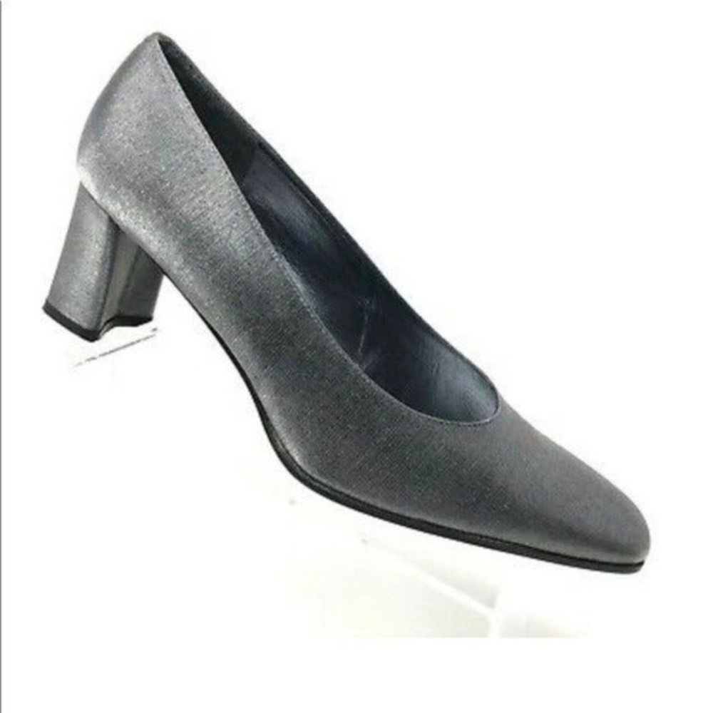 Stuart Weitzman Silver Metallic Fabric Heels #7B